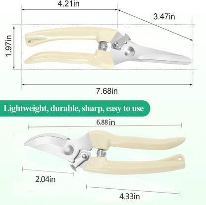 Premium Germany - Steel Pruning Shears, Work 3 Times Easier, Pruners Heady Duty, Sharp Garden Clippers Cuting Florist Flower, Hedge, Herb, Rose, Indoor Live Plants, Arthritis Weak Hand Snips