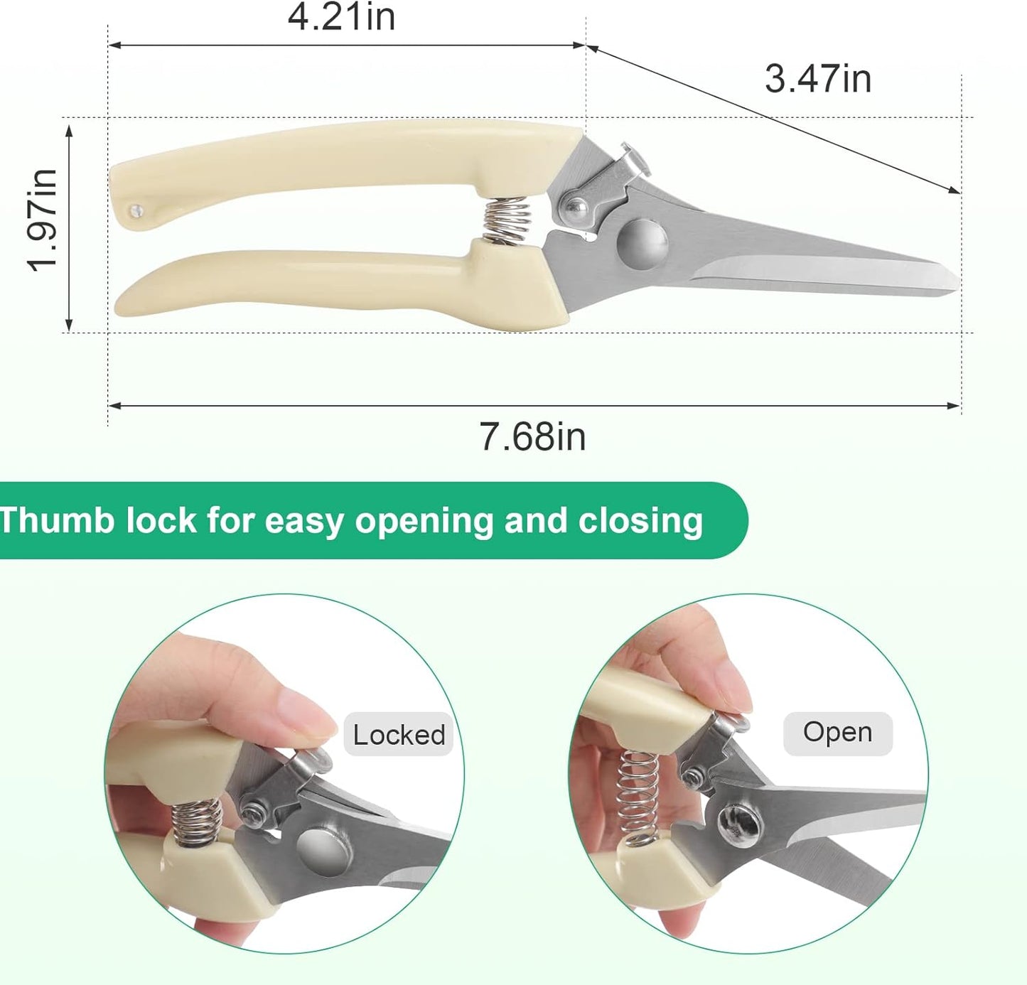 Premium Germany - Steel Pruning Shears, Work 3 Times Easier, Pruners Heady Duty, Sharp Garden Clippers Cuting Florist Flower, Hedge, Herb, Rose, Indoor Live Plants, Arthritis Weak Hand Snips