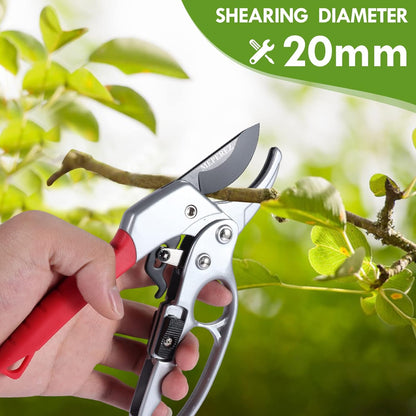 Premium Germany - Steel Pruning Shears, Work 3 Times Easier, Pruners Heady Duty, Sharp Garden Clippers Cuting Florist Flower, Hedge, Herb, Rose, Indoor Live Plants, Arthritis Weak Hand Snips