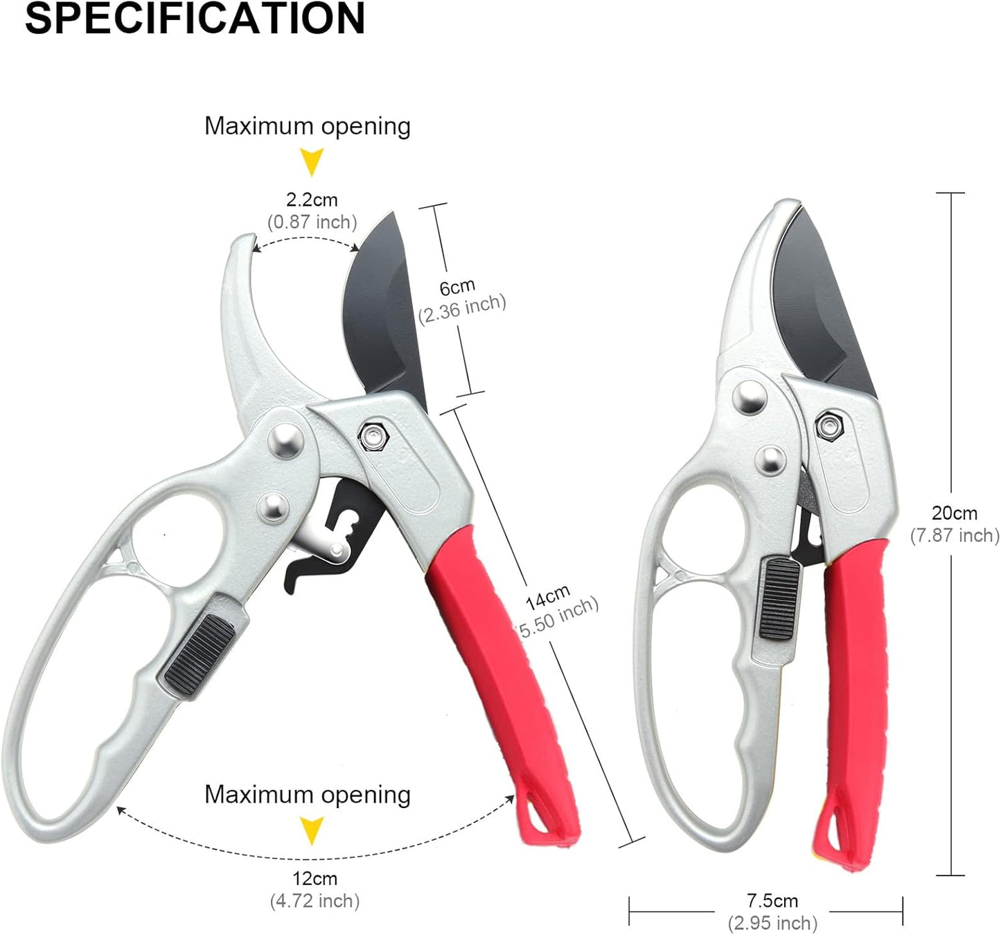 Premium Germany - Steel Pruning Shears, Work 3 Times Easier, Pruners Heady Duty, Sharp Garden Clippers Cuting Florist Flower, Hedge, Herb, Rose, Indoor Live Plants, Arthritis Weak Hand Snips