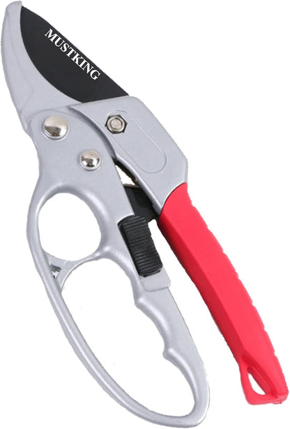 Premium Germany - Steel Pruning Shears, Work 3 Times Easier, Pruners Heady Duty, Sharp Garden Clippers Cuting Florist Flower, Hedge, Herb, Rose, Indoor Live Plants, Arthritis Weak Hand Snips