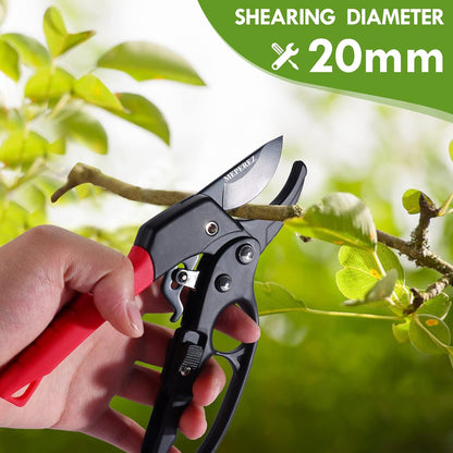 Premium Germany - Steel Pruning Shears, Work 3 Times Easier, Pruners Heady Duty, Sharp Garden Clippers Cuting Florist Flower, Hedge, Herb, Rose, Indoor Live Plants, Arthritis Weak Hand Snips
