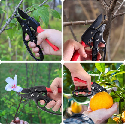 Premium Germany - Steel Pruning Shears, Work 3 Times Easier, Pruners Heady Duty, Sharp Garden Clippers Cuting Florist Flower, Hedge, Herb, Rose, Indoor Live Plants, Arthritis Weak Hand Snips