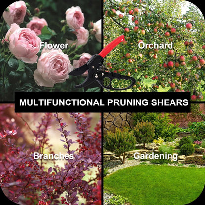 Premium Germany - Steel Pruning Shears, Work 3 Times Easier, Pruners Heady Duty, Sharp Garden Clippers Cuting Florist Flower, Hedge, Herb, Rose, Indoor Live Plants, Arthritis Weak Hand Snips