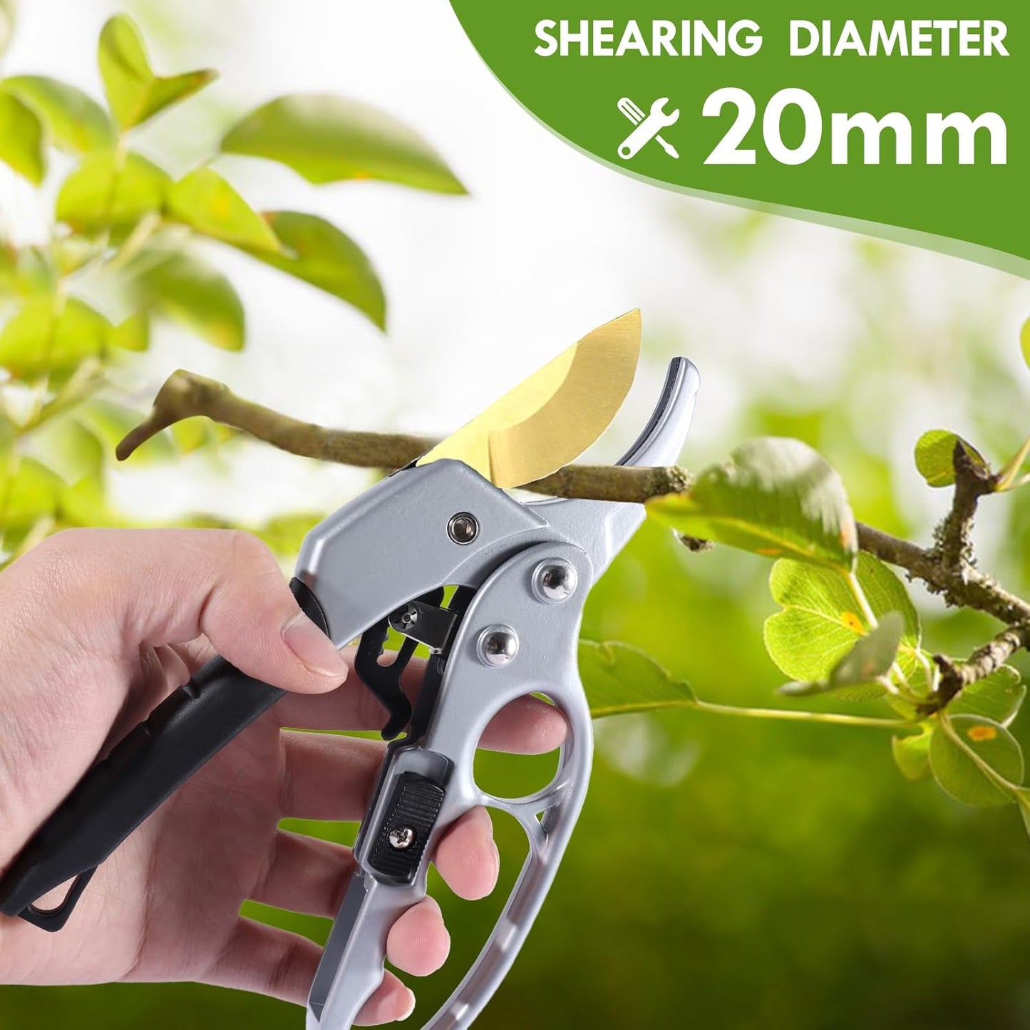 Premium Germany - Steel Pruning Shears, Work 3 Times Easier, Pruners Heady Duty, Sharp Garden Clippers Cuting Florist Flower, Hedge, Herb, Rose, Indoor Live Plants, Arthritis Weak Hand Snips