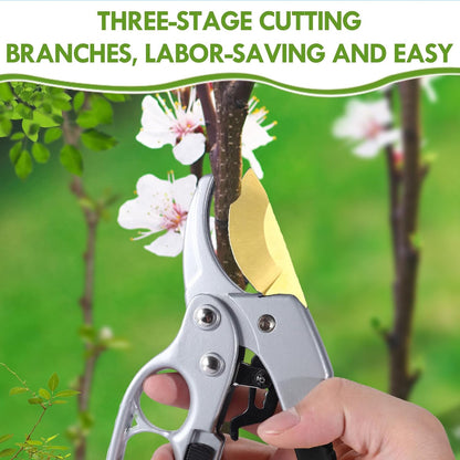 Premium Germany - Steel Pruning Shears, Work 3 Times Easier, Pruners Heady Duty, Sharp Garden Clippers Cuting Florist Flower, Hedge, Herb, Rose, Indoor Live Plants, Arthritis Weak Hand Snips