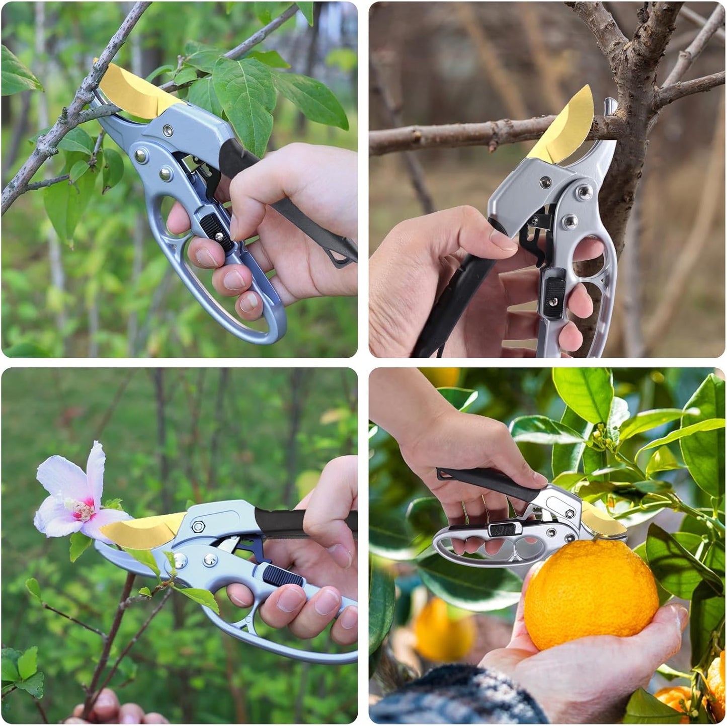 Premium Germany - Steel Pruning Shears, Work 3 Times Easier, Pruners Heady Duty, Sharp Garden Clippers Cuting Florist Flower, Hedge, Herb, Rose, Indoor Live Plants, Arthritis Weak Hand Snips