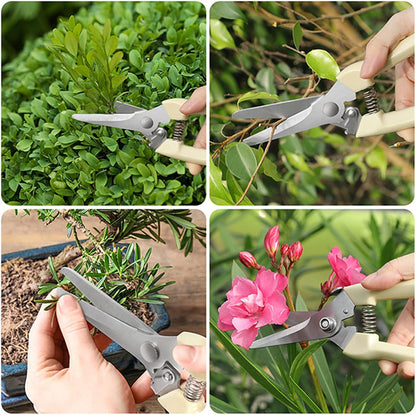 Premium Germany - Steel Pruning Shears, Work 3 Times Easier, Pruners Heady Duty, Sharp Garden Clippers Cuting Florist Flower, Hedge, Herb, Rose, Indoor Live Plants, Arthritis Weak Hand Snips