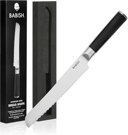8-Inch Bread Knife – High-Carbon 1.4116 German Steel Kitchen Knife – Professional Serrated Cutlery for Slicing Bread and Baked Goods