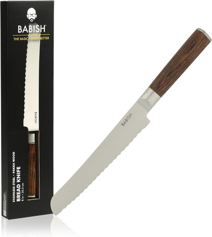 8-Inch Bread Knife – High-Carbon 1.4116 German Steel Kitchen Knife – Professional Serrated Cutlery for Slicing Bread and Baked Goods