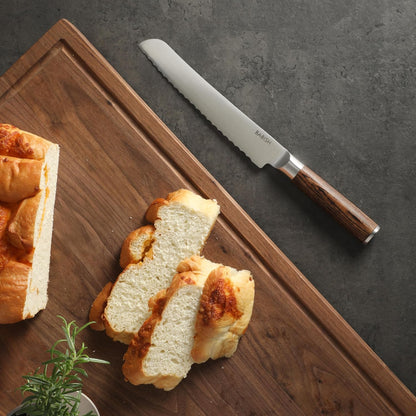 8-Inch Bread Knife – High-Carbon 1.4116 German Steel Kitchen Knife – Professional Serrated Cutlery for Slicing Bread and Baked Goods