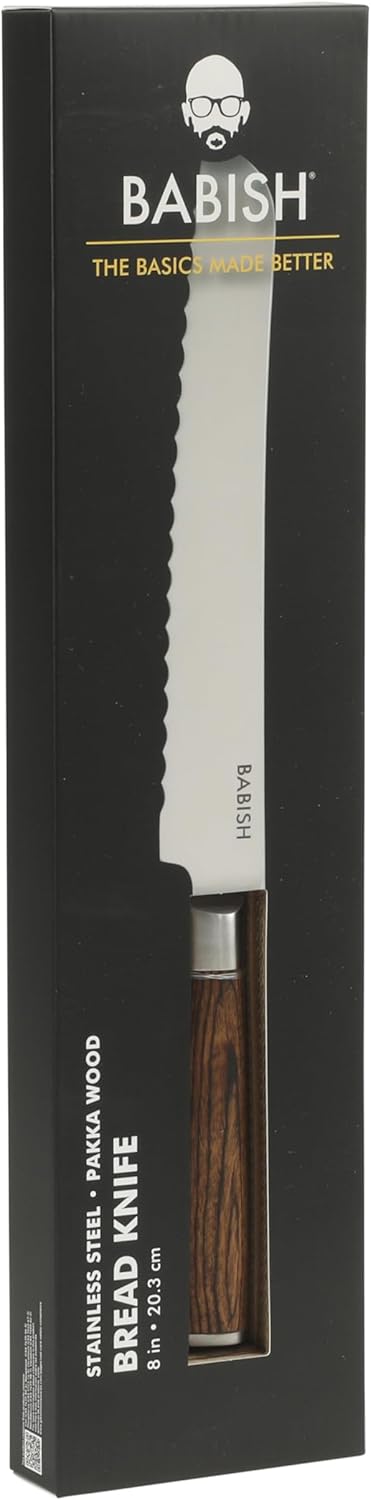 8-Inch Bread Knife – High-Carbon 1.4116 German Steel Kitchen Knife – Professional Serrated Cutlery for Slicing Bread and Baked Goods