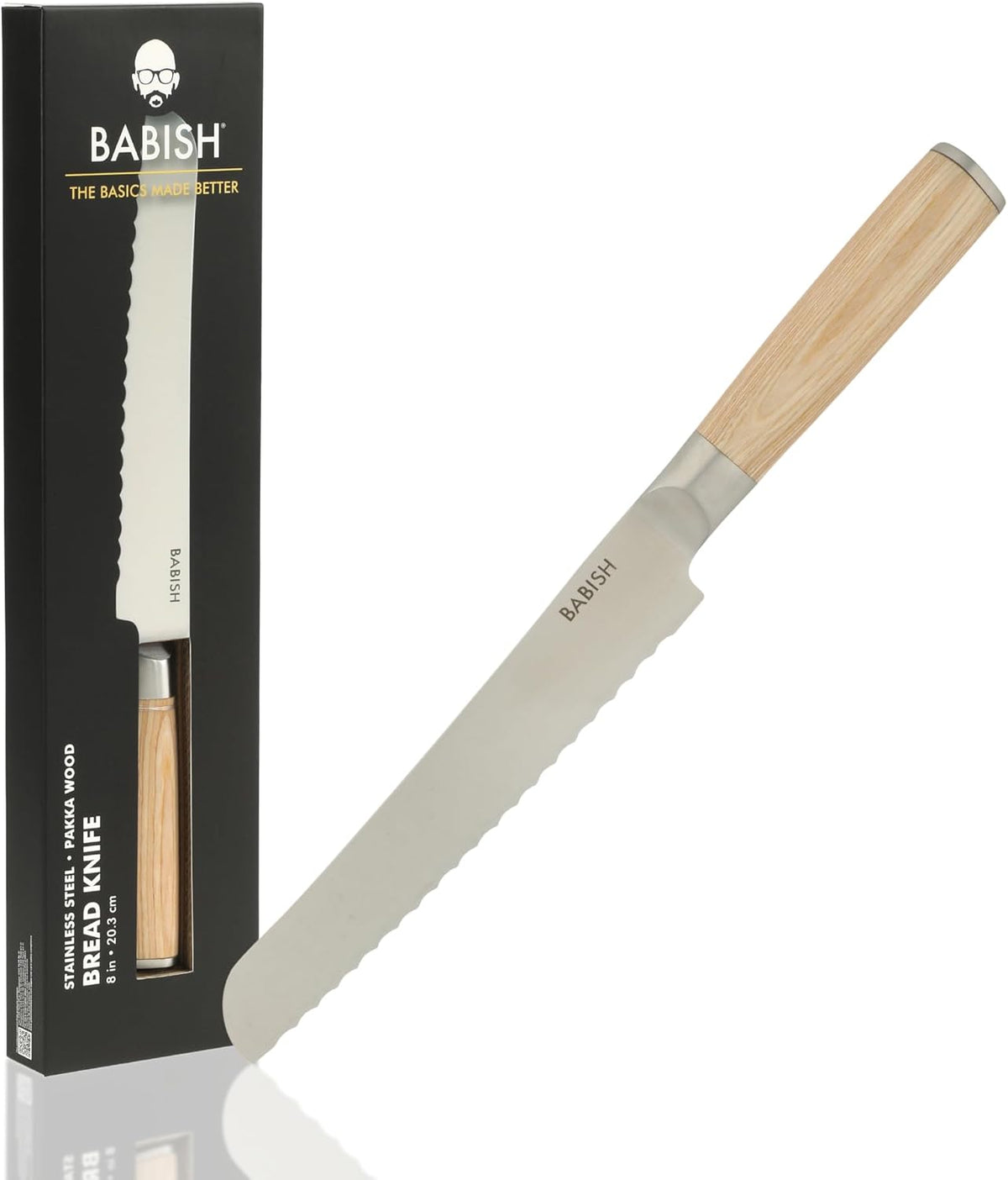 8-Inch Bread Knife – High-Carbon 1.4116 German Steel Kitchen Knife – Professional Serrated Cutlery for Slicing Bread and Baked Goods