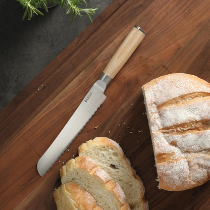 8-Inch Bread Knife – High-Carbon 1.4116 German Steel Kitchen Knife – Professional Serrated Cutlery for Slicing Bread and Baked Goods