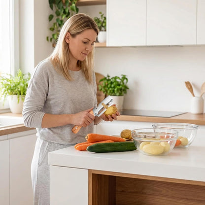 Multi-Functional Vegetable Peeler for Kitchen, New Ultra-Sharp Stainless Steel Blade with Wooden Handle and Bottle Opener, For Fruits and vegetables