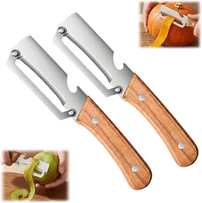 Multi-Functional Vegetable Peeler for Kitchen, New Ultra-Sharp Stainless Steel Blade with Wooden Handle and Bottle Opener, For Fruits and vegetables