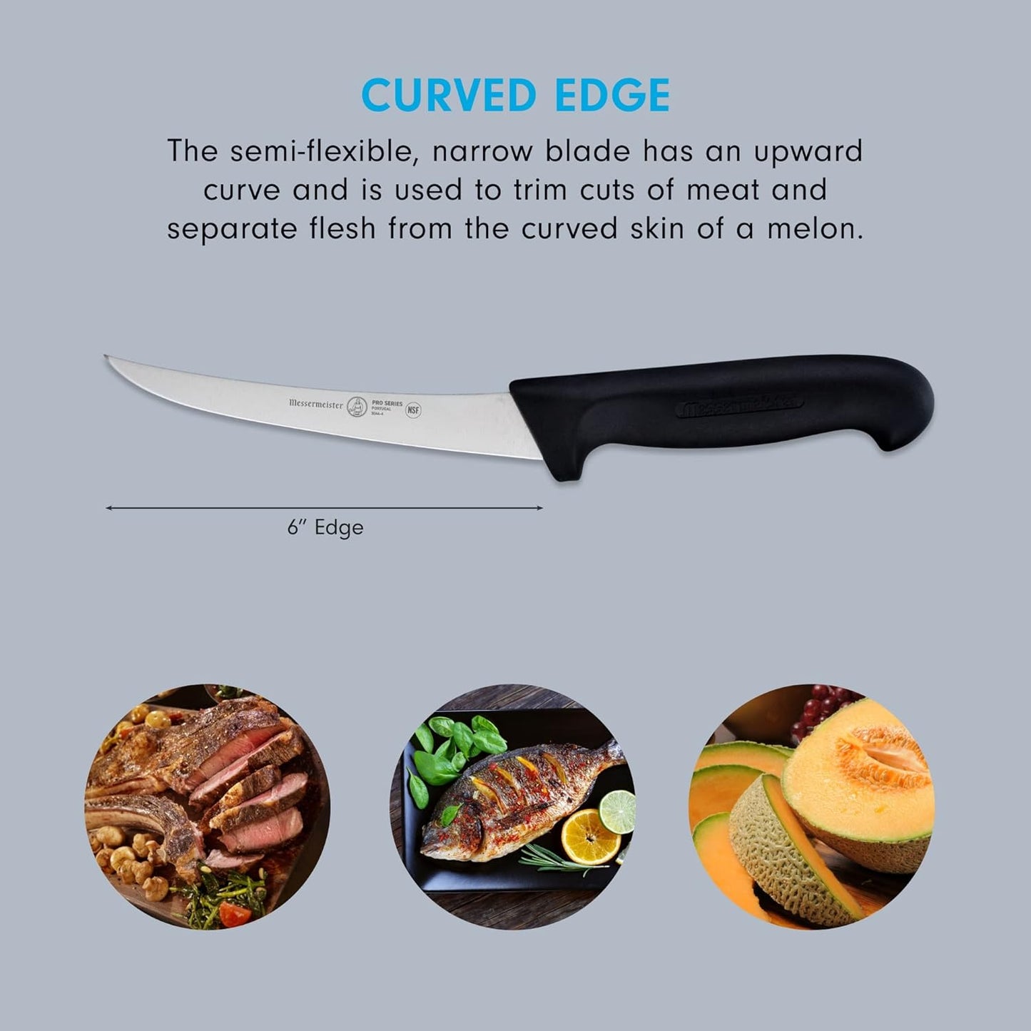 Pro Series 6” Semi-Flexible Curved Boning Knife - German X50 Stainless Steel & NSF-Approved PolyFibre Handle - 15-Degree Edge, Rust Resistant & Easy to Maintain - Made in Portugal