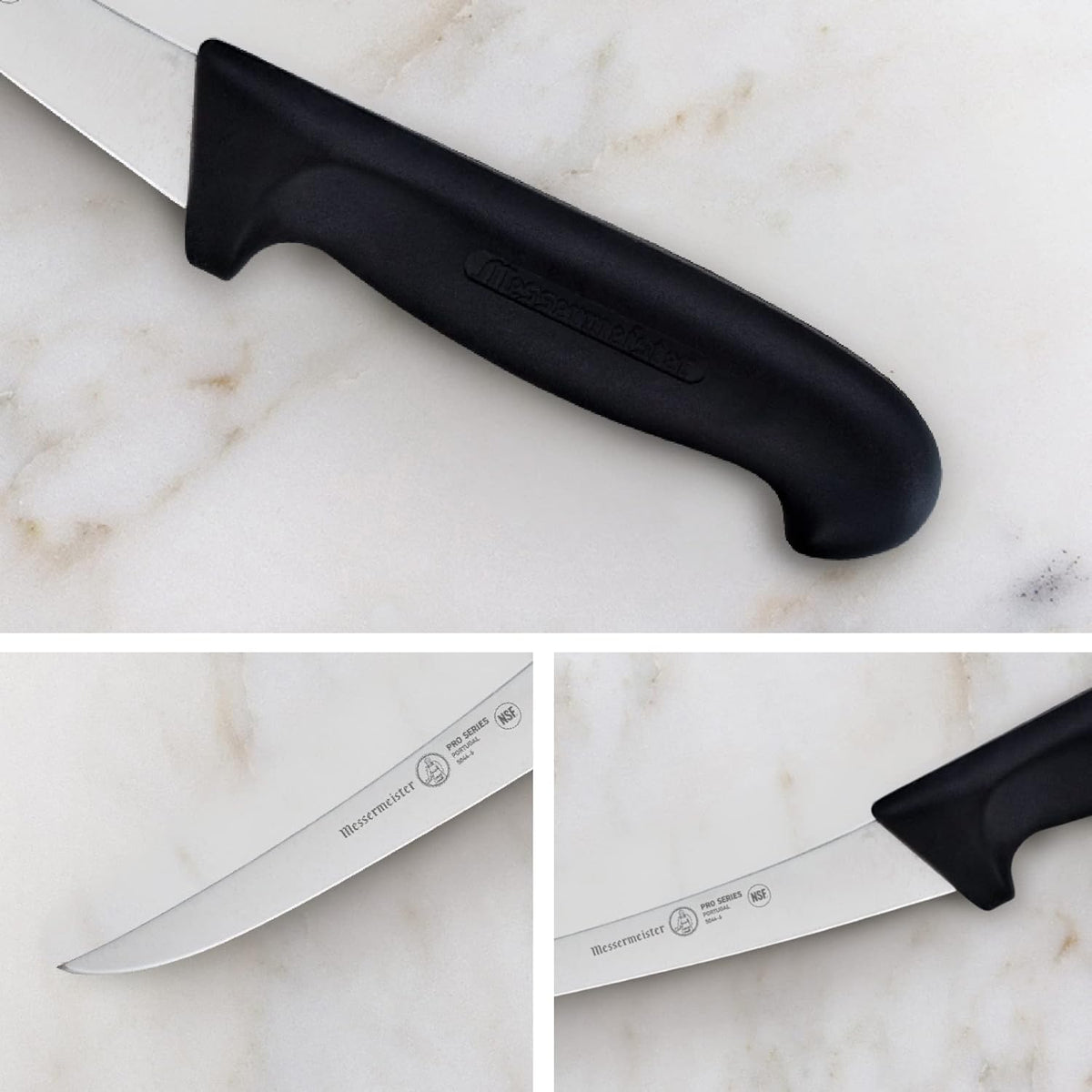 Pro Series 6” Semi-Flexible Curved Boning Knife - German X50 Stainless Steel & NSF-Approved PolyFibre Handle - 15-Degree Edge, Rust Resistant & Easy to Maintain - Made in Portugal