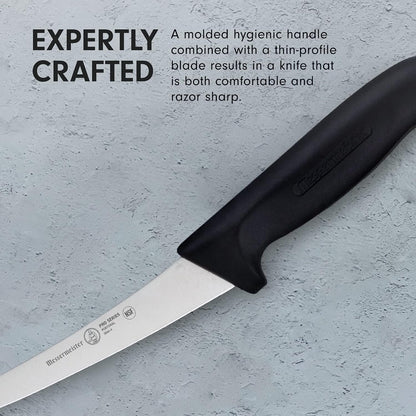 Pro Series 6” Semi-Flexible Curved Boning Knife - German X50 Stainless Steel & NSF-Approved PolyFibre Handle - 15-Degree Edge, Rust Resistant & Easy to Maintain - Made in Portugal