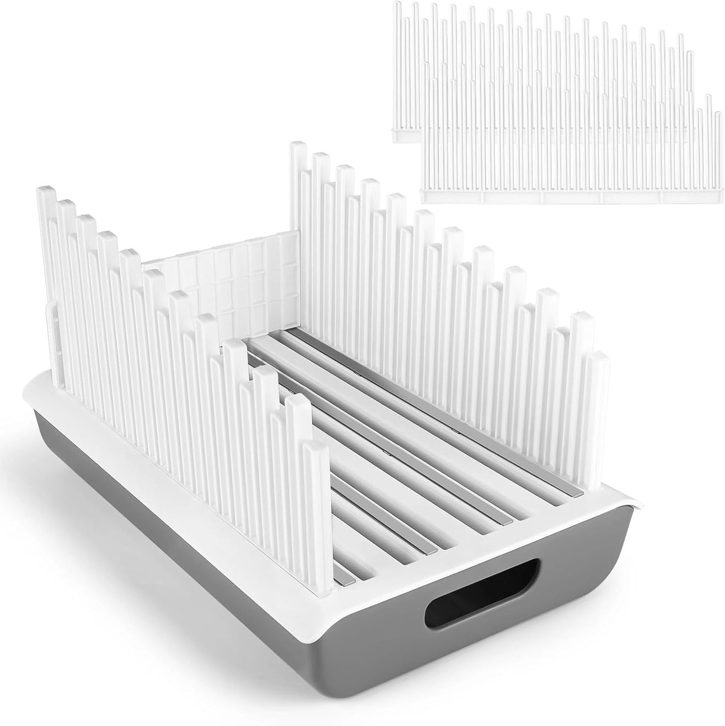 Bread Slicer Guide for Homemade Bread with 304 Stainless Steel Sheet and Storage Tray、3-Slice Thickness，Adjustable Width for Cake、Bagels、Toast.