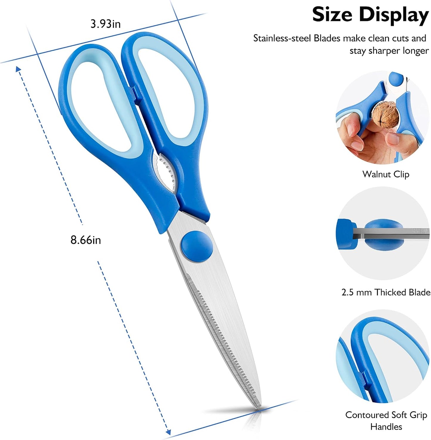 Pink Kitchen Shears, 8.5" Heavy Duty All Purpose Stainless Steel Scissors | Dishwasher Safe Kitchen Scissors With Soft Comfort-Grip Handle, Food & Meat Scissors, Home, Kitchen, Everyday Use