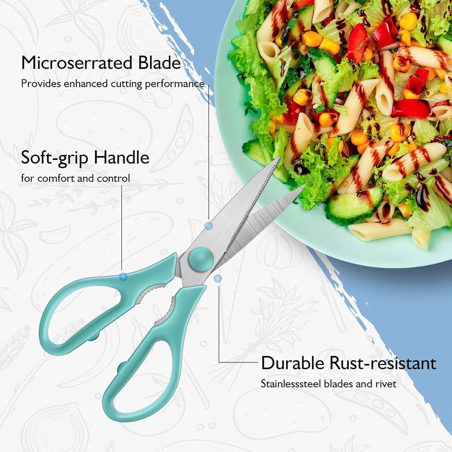Pink Kitchen Shears, 8.5" Heavy Duty All Purpose Stainless Steel Scissors | Dishwasher Safe Kitchen Scissors With Soft Comfort-Grip Handle, Food & Meat Scissors, Home, Kitchen, Everyday Use