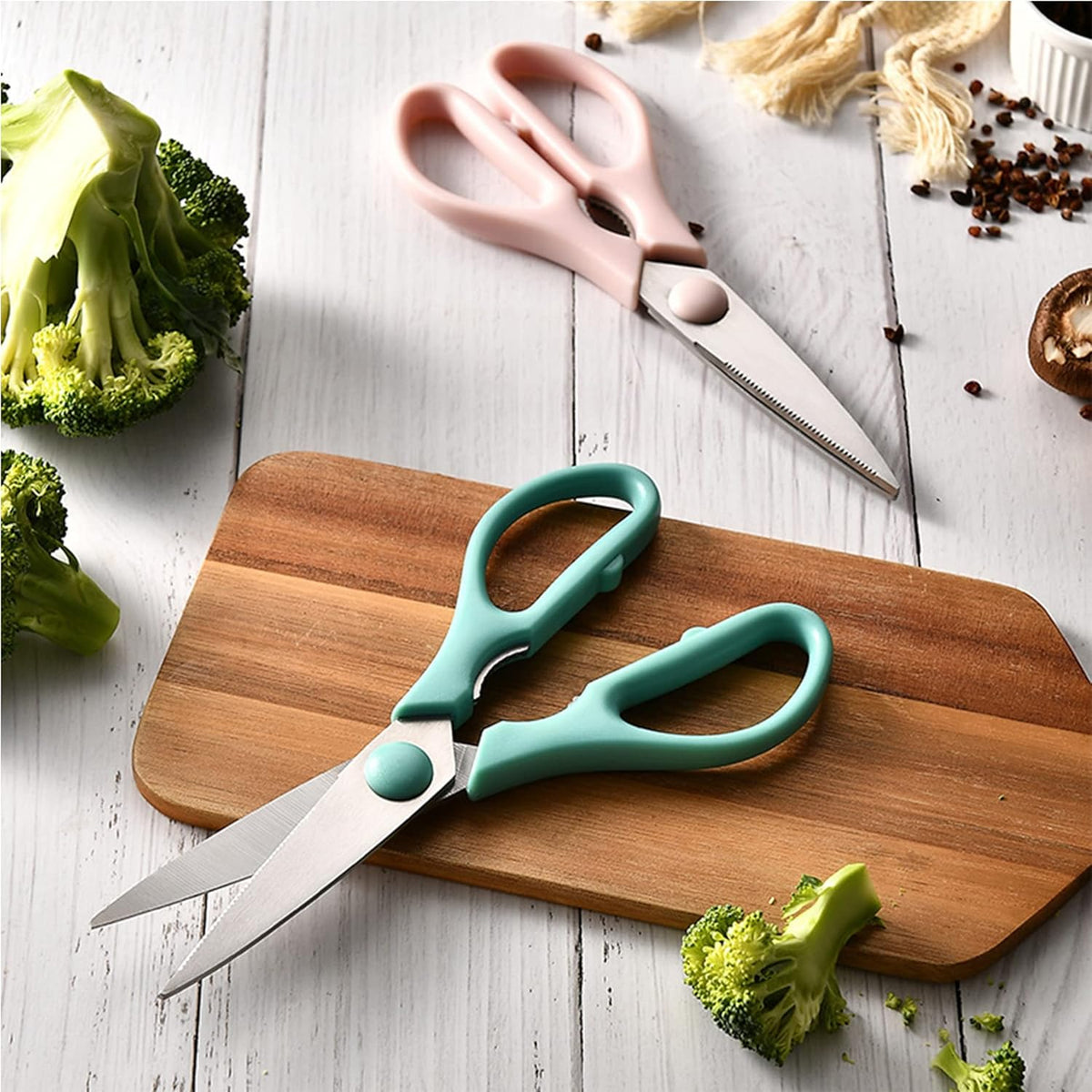 Pink Kitchen Shears, 8.5" Heavy Duty All Purpose Stainless Steel Scissors | Dishwasher Safe Kitchen Scissors With Soft Comfort-Grip Handle, Food & Meat Scissors, Home, Kitchen, Everyday Use