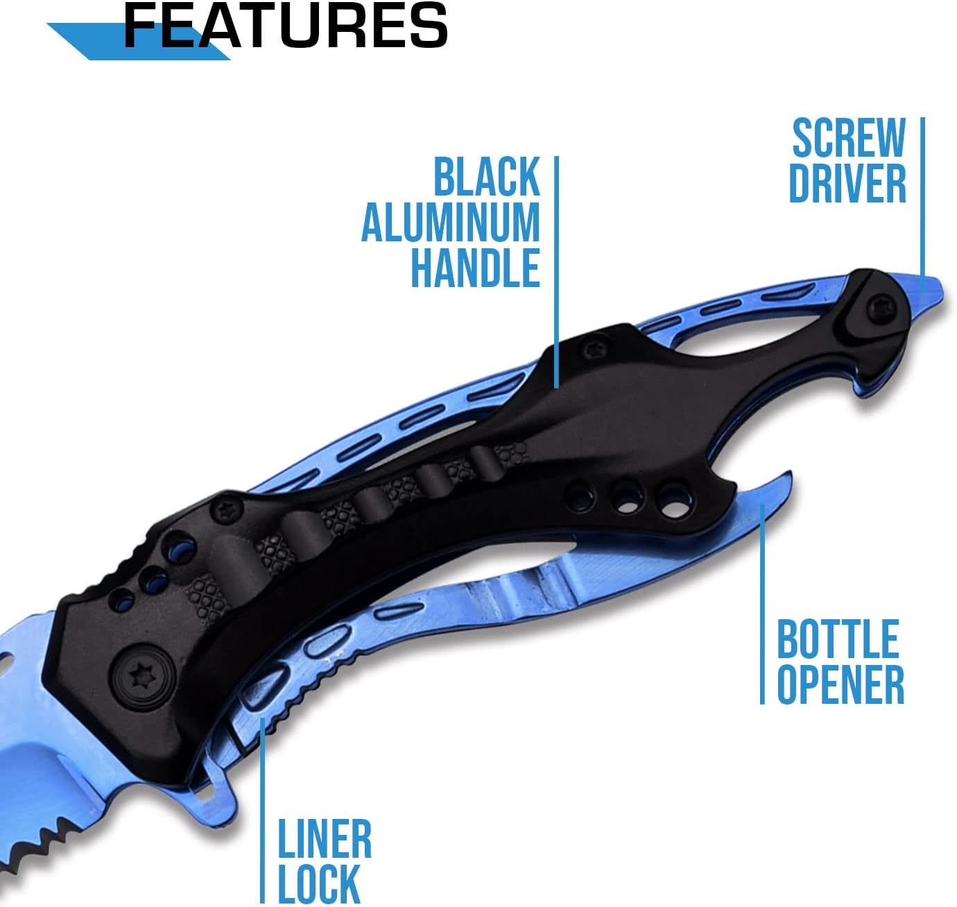 Folding Knife, 3.75-Inch Half-Serrated Blade, Titanium Coating, Glass Breaker, Pocket Clip