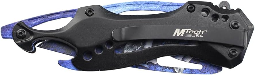 Folding Knife, 3.75-Inch Half-Serrated Blade, Titanium Coating, Glass Breaker, Pocket Clip
