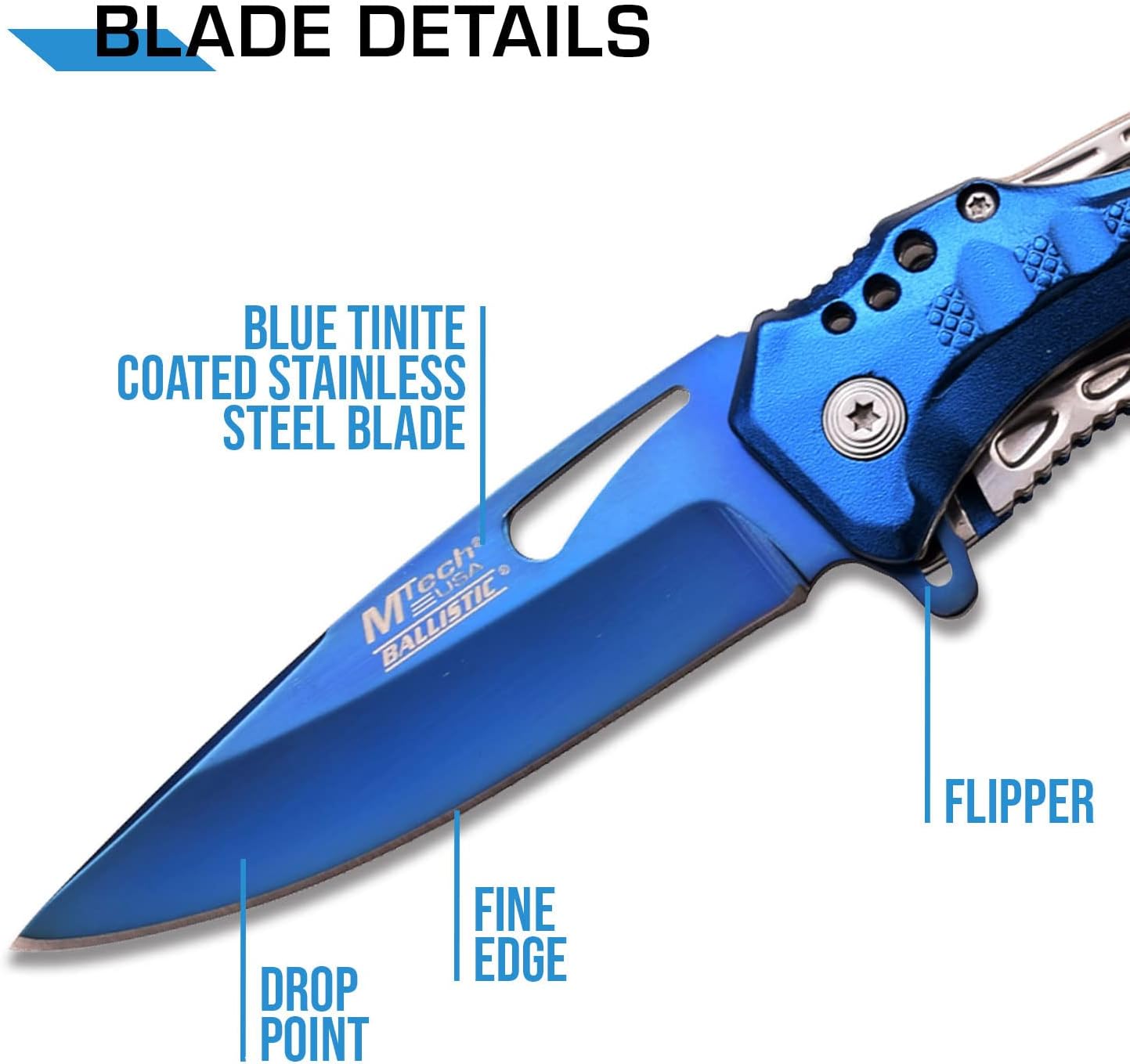 Folding Knife, 3.75-Inch Half-Serrated Blade, Titanium Coating, Glass Breaker, Pocket Clip