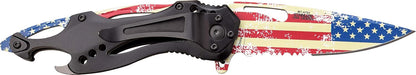 Folding Knife, 3.75-Inch Half-Serrated Blade, Titanium Coating, Glass Breaker, Pocket Clip