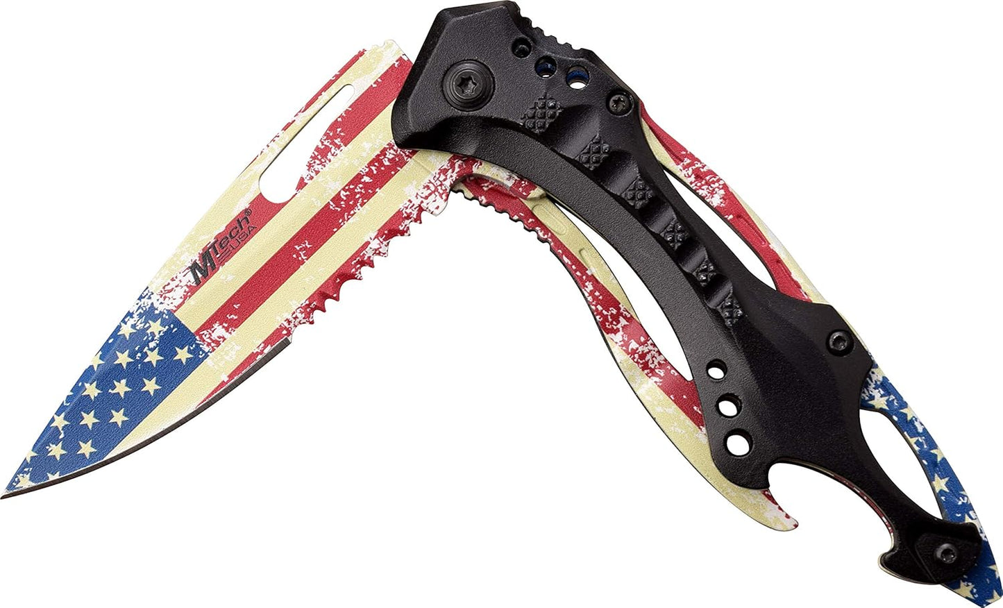 Folding Knife, 3.75-Inch Half-Serrated Blade, Titanium Coating, Glass Breaker, Pocket Clip