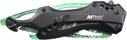 Folding Knife, 3.75-Inch Half-Serrated Blade, Titanium Coating, Glass Breaker, Pocket Clip