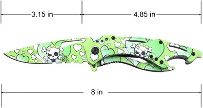 Folding Knife, 3.75-Inch Half-Serrated Blade, Titanium Coating, Glass Breaker, Pocket Clip