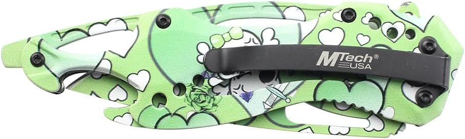 Folding Knife, 3.75-Inch Half-Serrated Blade, Titanium Coating, Glass Breaker, Pocket Clip