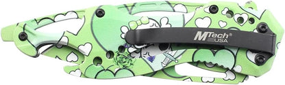 Folding Knife, 3.75-Inch Half-Serrated Blade, Titanium Coating, Glass Breaker, Pocket Clip