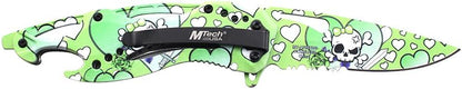 Folding Knife, 3.75-Inch Half-Serrated Blade, Titanium Coating, Glass Breaker, Pocket Clip
