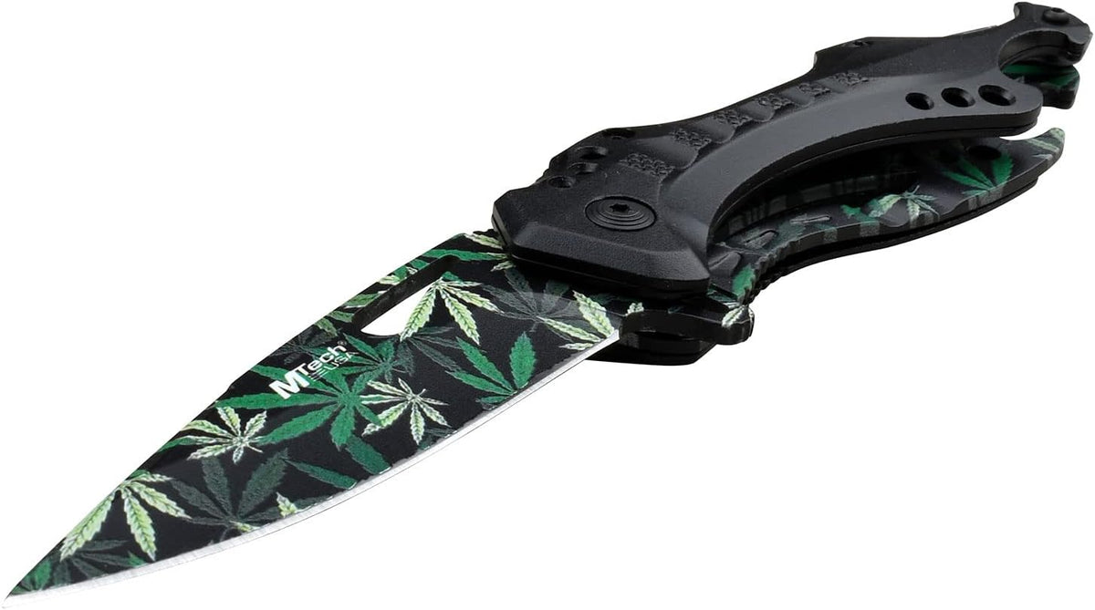 Folding Knife, 3.75-Inch Half-Serrated Blade, Titanium Coating, Glass Breaker, Pocket Clip