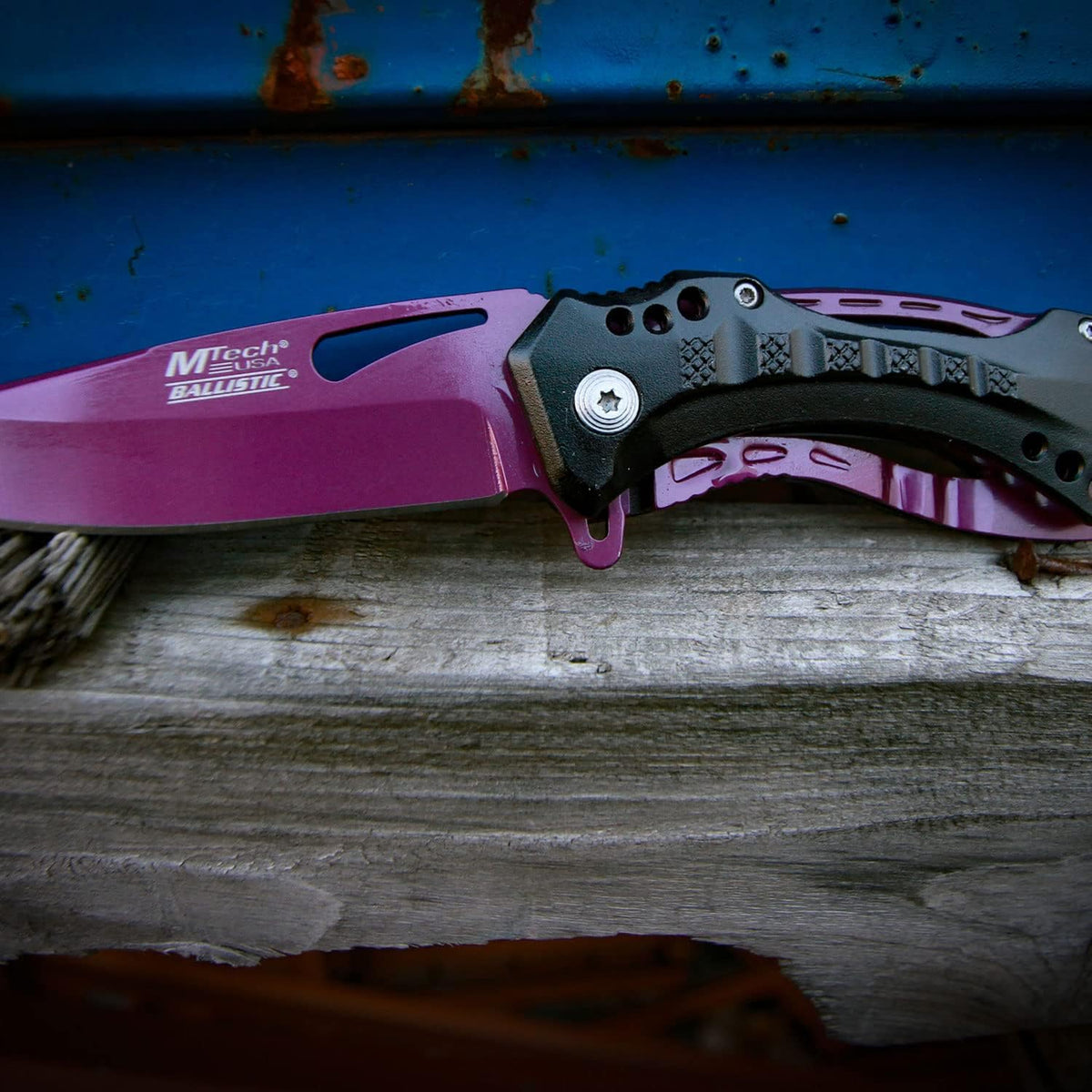 Folding Knife, 3.75-Inch Half-Serrated Blade, Titanium Coating, Glass Breaker, Pocket Clip