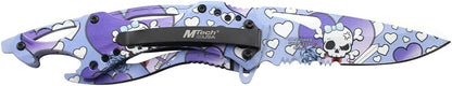 Folding Knife, 3.75-Inch Half-Serrated Blade, Titanium Coating, Glass Breaker, Pocket Clip