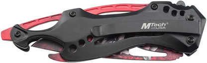 Folding Knife, 3.75-Inch Half-Serrated Blade, Titanium Coating, Glass Breaker, Pocket Clip