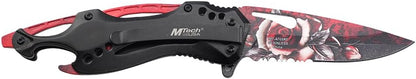 Folding Knife, 3.75-Inch Half-Serrated Blade, Titanium Coating, Glass Breaker, Pocket Clip