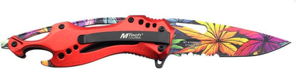 Folding Knife, 3.75-Inch Half-Serrated Blade, Titanium Coating, Glass Breaker, Pocket Clip