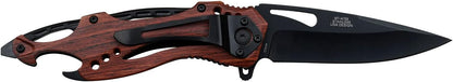 Folding Knife, 3.75-Inch Half-Serrated Blade, Titanium Coating, Glass Breaker, Pocket Clip