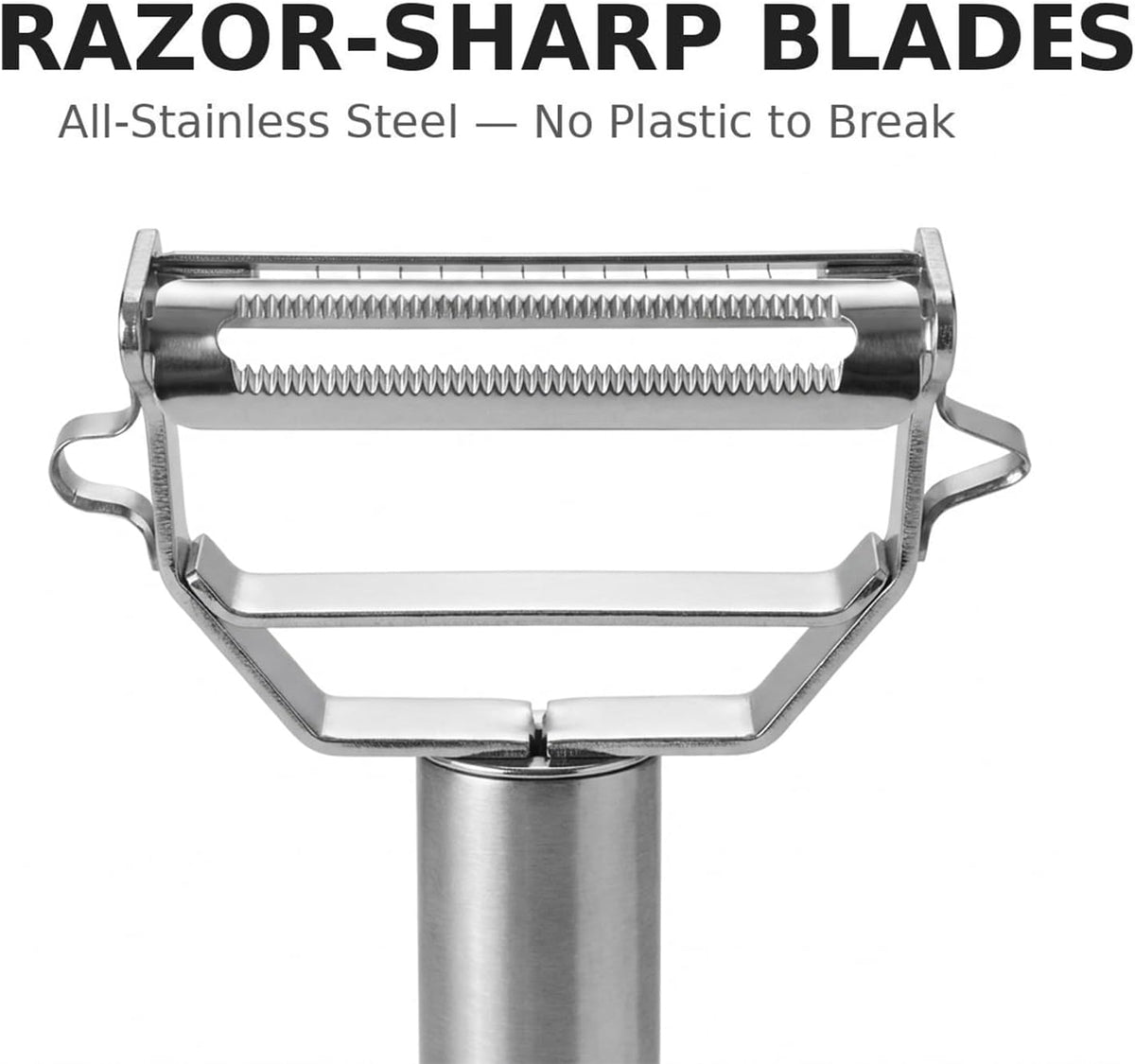 Potato Apple Vegetable Peeler Julienne Peeler for Kitchen - 3 in 1 Y Peeler for Fruit Veggie Carrot Cucumber Zucchini, Sharp Stainless Steel Peeler with Cleaning Brush