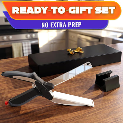 2 in 1 Kitchen Scissors for Food with Cutting Board, Safety Lock