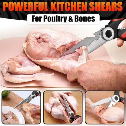 2 in 1 Kitchen Scissors for Food with Cutting Board, Safety Lock