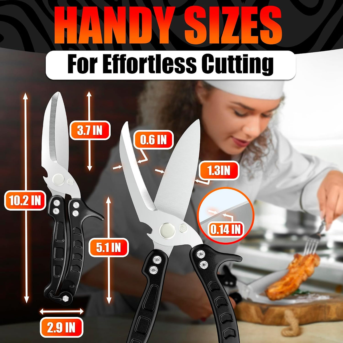2 in 1 Kitchen Scissors for Food with Cutting Board, Safety Lock