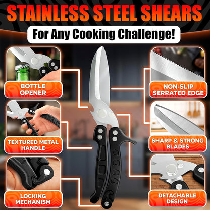2 in 1 Kitchen Scissors for Food with Cutting Board, Safety Lock