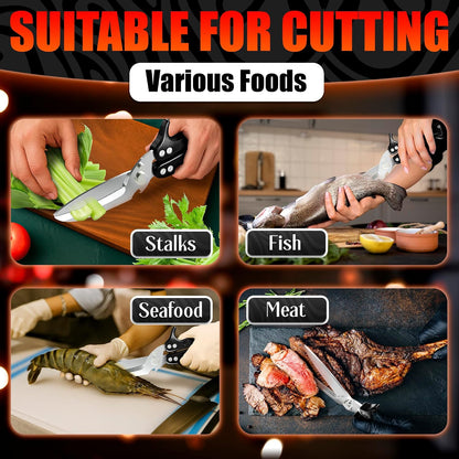 2 in 1 Kitchen Scissors for Food with Cutting Board, Safety Lock